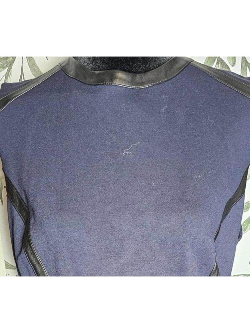 NWT Of Mercer Dress Blue Womens Size 12 Leather Stripe